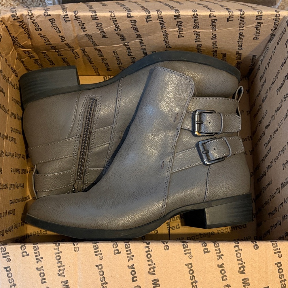 Old Navy Charcoal Ankle Boots with Double Buckle